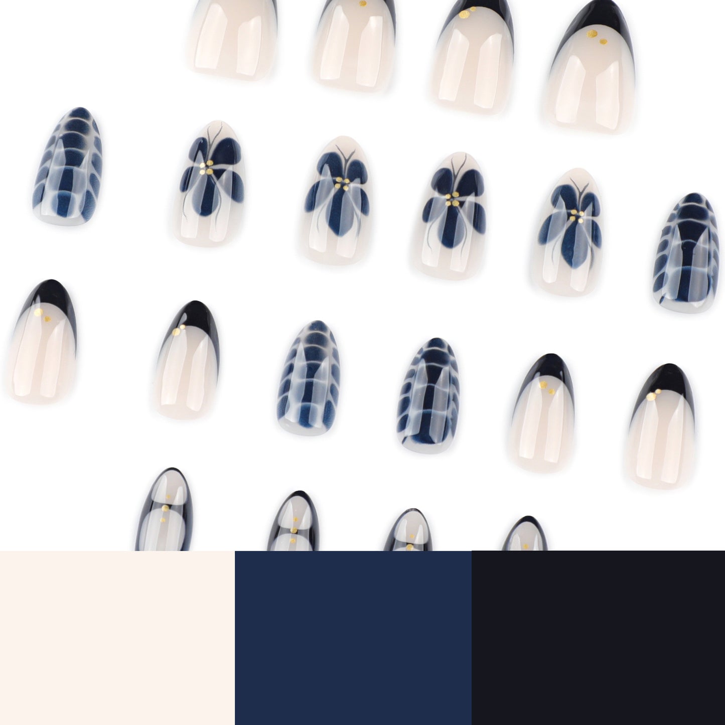 Nails-4046-Medium Length Almond nails- Free 24 pc Sticker Sheet included