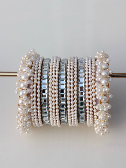 Pearl Luxe Bangle Set-4-Silver