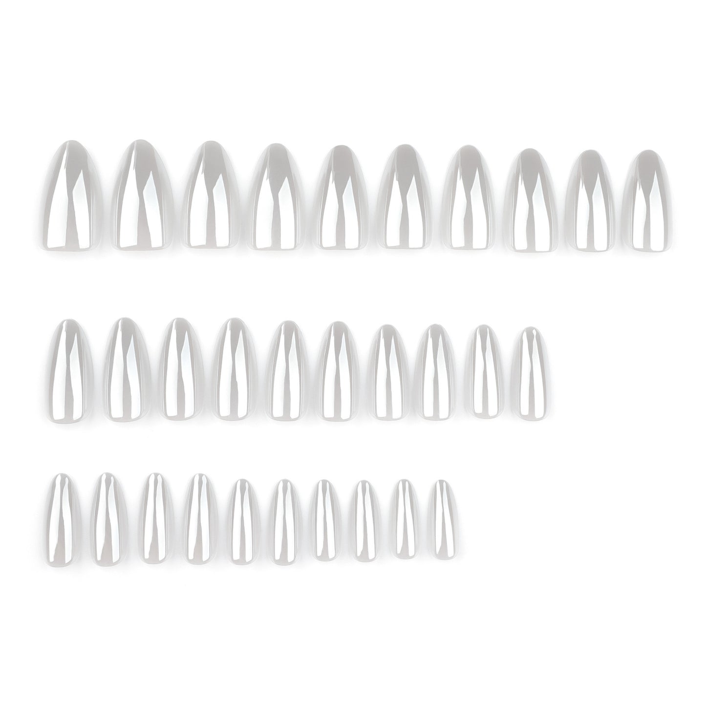 [Premium] Mirror Glazed Silver/Grey Nails-3493- Free 24-pc Sticker Sheet  included