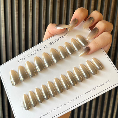 Nails-811-Glazed gradient nails- Free 24pc Sticker Sheet included