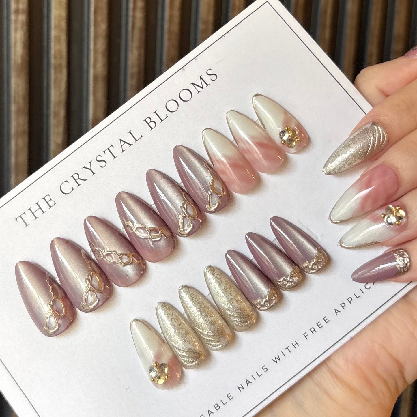 Nails-980M- Almond nails- Free 24pc Sticker Sheet included