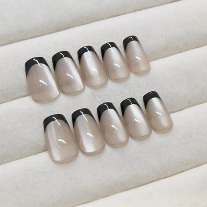 Nails-087-Cateye French Nails- Free 24 -pc Sticker Sheet  included