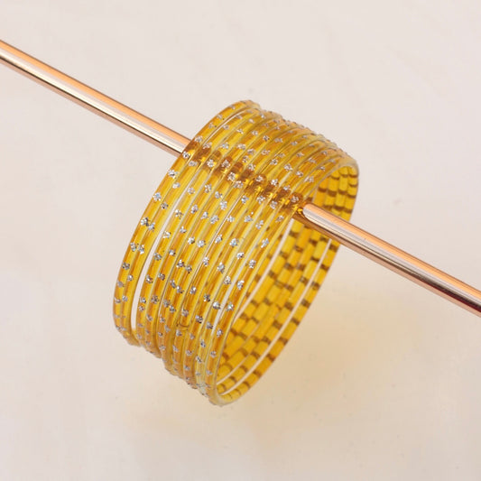 Aiyna- Viral Handmade Glass Bangles-mustard yellow
