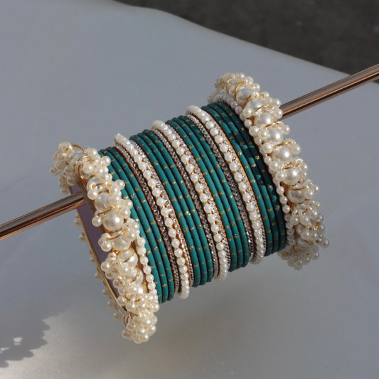 Rian Bangle Set-Teal