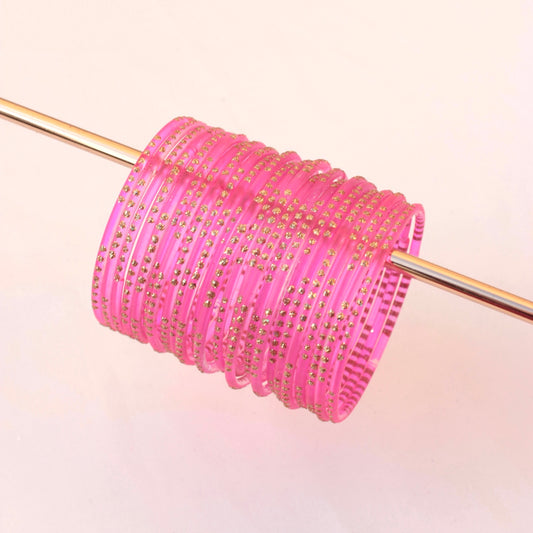Mahnur- Viral Handmade Glass Bangles-Barbie Pink