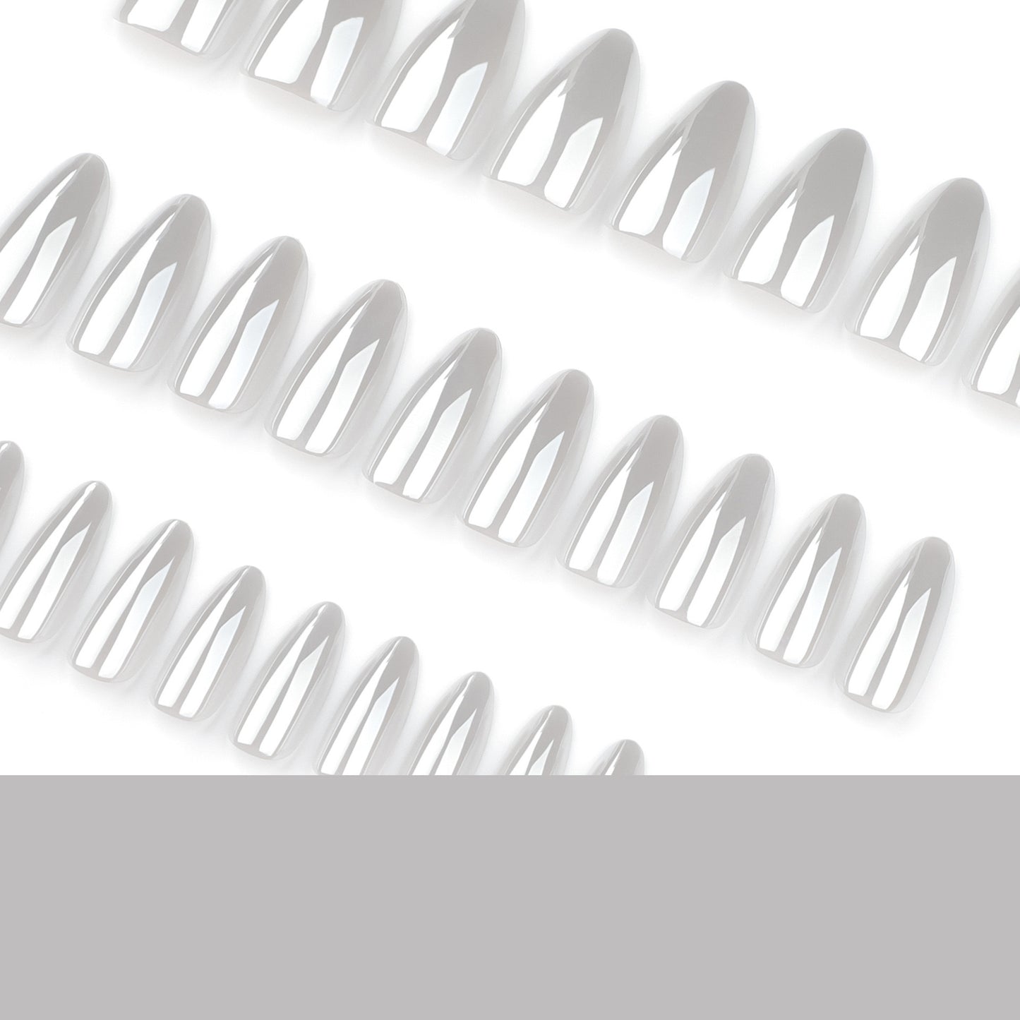 [Premium] Mirror Glazed Silver/Grey Nails-3493- Free 24-pc Sticker Sheet  included