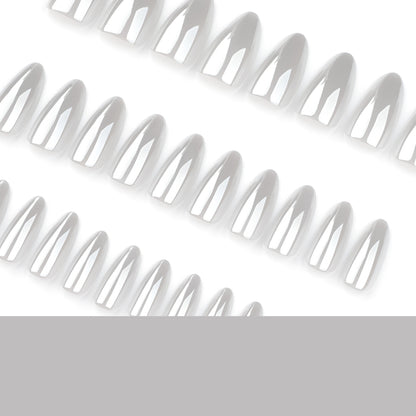 [Premium] Mirror Glazed Silver/Grey Nails-3493- Free 24-pc Sticker Sheet  included