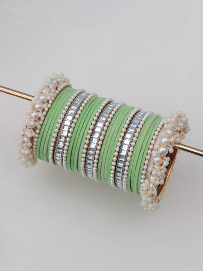 Velvet Luxe Bangle Set-6-Light Green