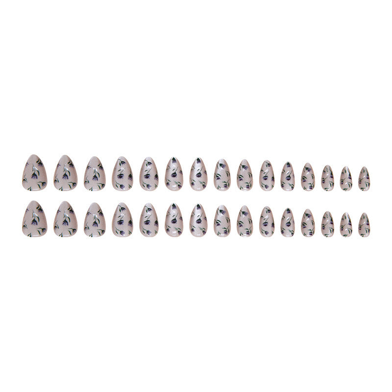 Cateye Printed Nails-1550-Medium Length Almond nails- Free 4 pc nail kit included