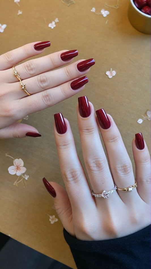 Nails-01-Reddish Maroon Square nails