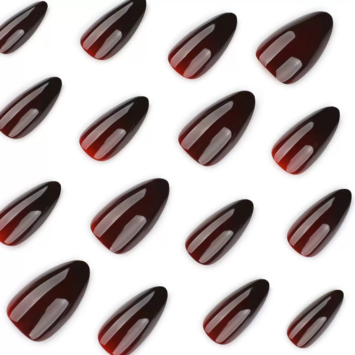 Nails-4100- Dark wine nails- Free 24 -pc Sticker Sheet  included