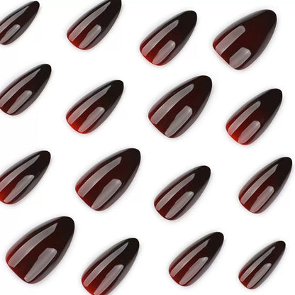 Nails-4100- Dark wine nails- Free 24 -pc Sticker Sheet  included