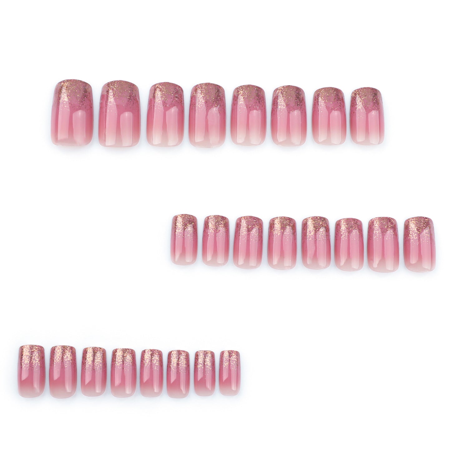 Relective 3D glitter Handmade Nails-Mid length Square nails- Free 4-pc Nail-kit included