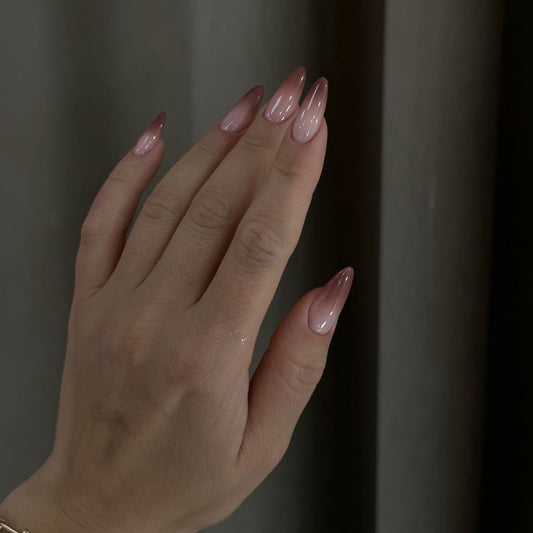 Ombre Brown Nude Nails-Mid length Almond nails-3587-Free 4-pc Nail-kit included