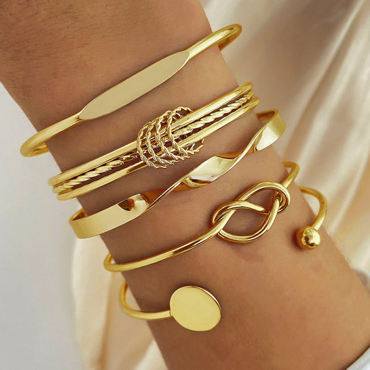 JBraceletSet - Trending Bracelet set of 5 pcs- gold statement bracelets-375-OM