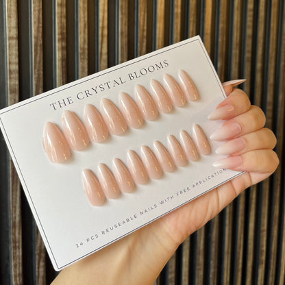 Nails-603-Medium Length Almond nails- Free 24 pc Sticker Sheet  included