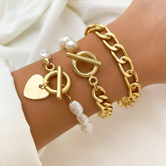 JBraceletSet - Trending Bracelet set of 3 pcs- gold statement bracelets-PC332