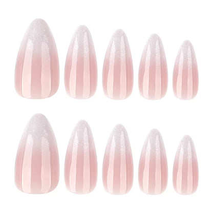 [Premium] Ombre Glitter Nails-3864-Almond nails- Free 24 -pc Sticker Sheet  included