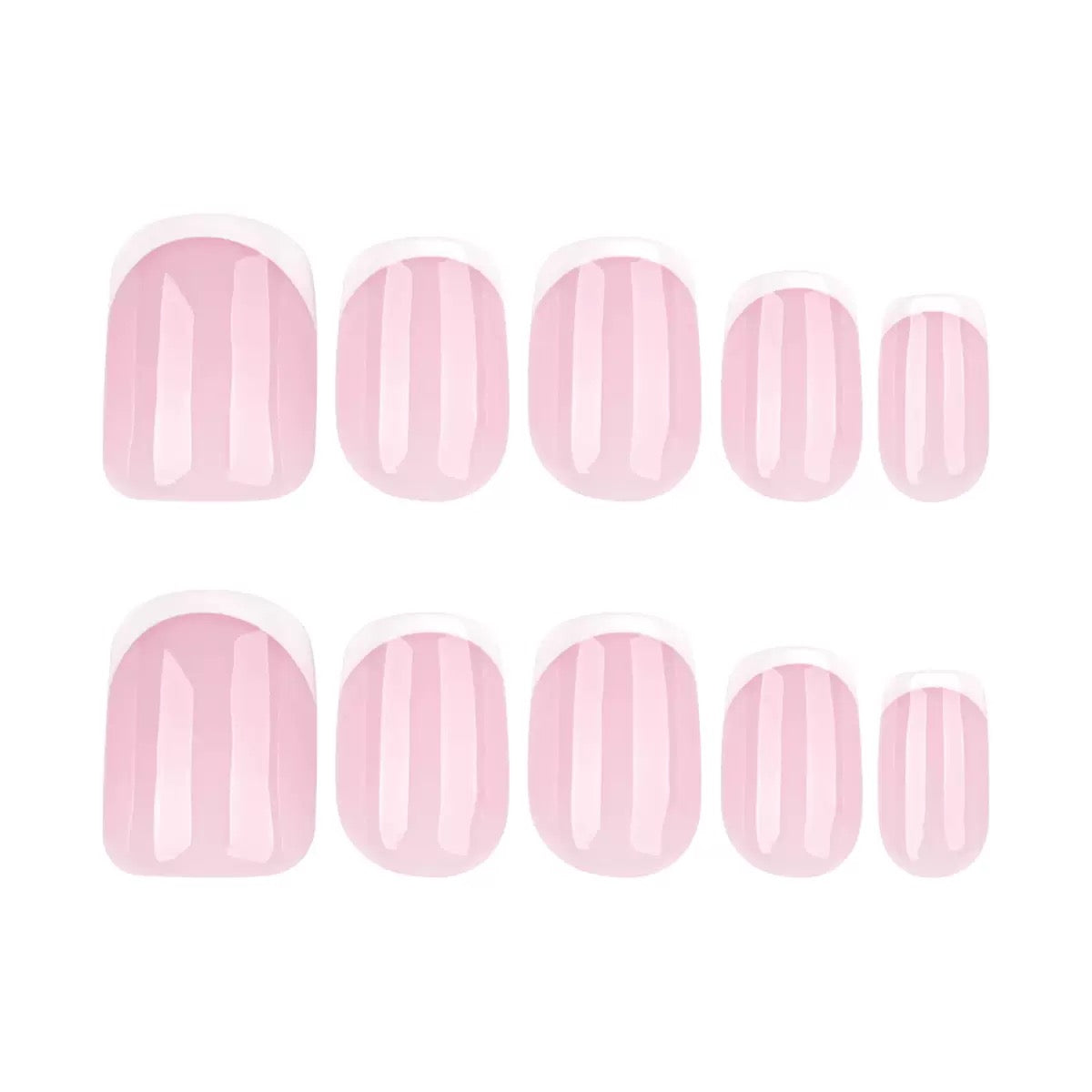 Nails-393- Square French nails- Free 24 -pc Sticker Sheet  included