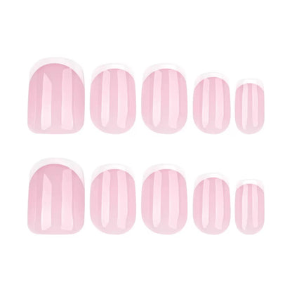 Nails-393- Square French nails- Free 24 -pc Sticker Sheet  included