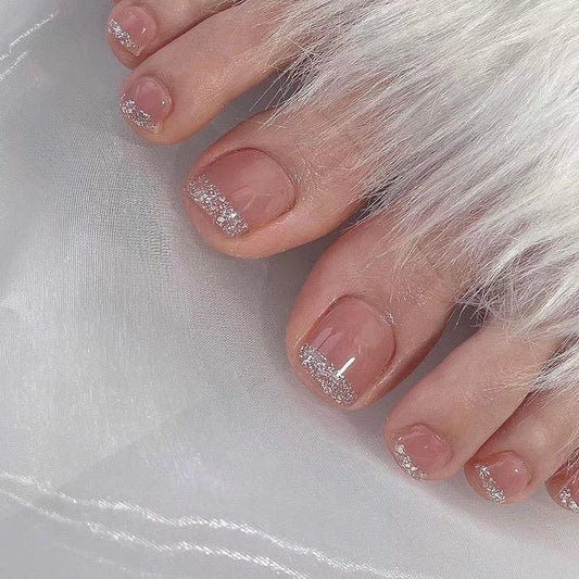 Nails-260- Toe Glitter nails - Free 4 pc nail kit included