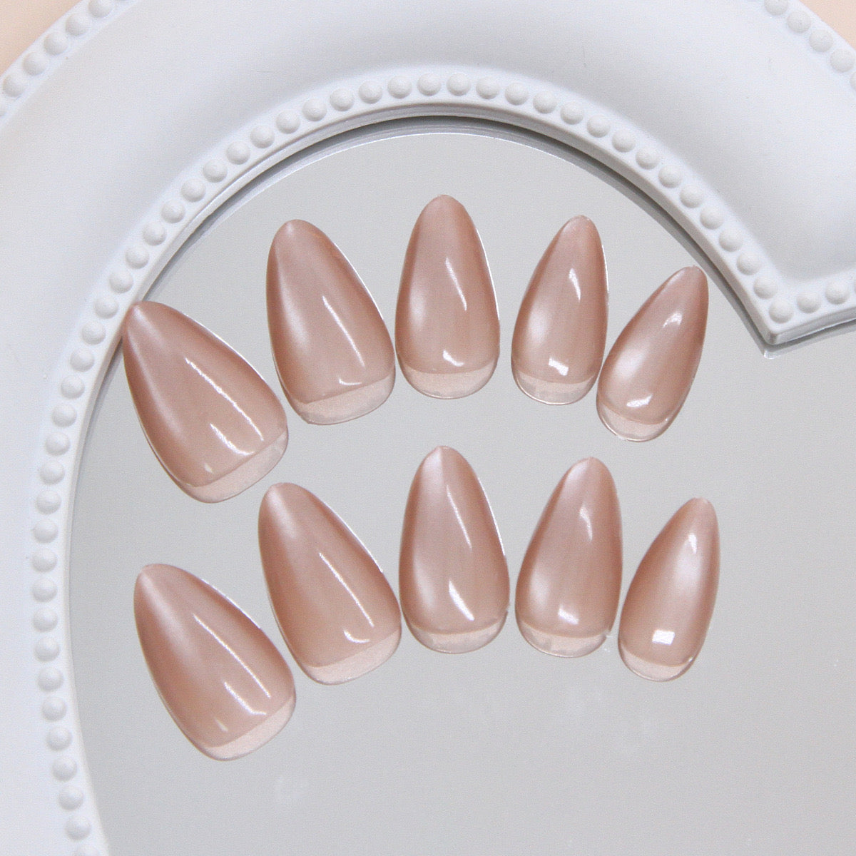 Cat-eye Nude Nails -2072- Free 24 -pc Sticker Sheet  included