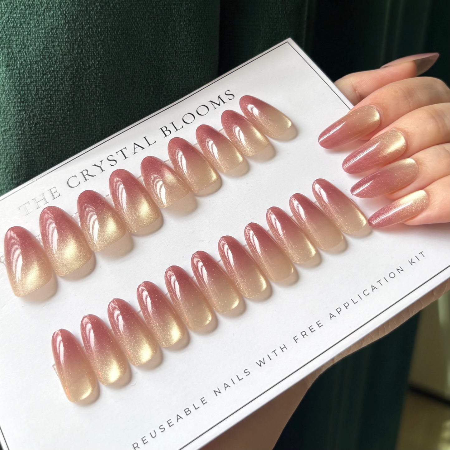 Nails-300-Gradient Cateye nails- Free 24pc Sticker Sheet included
