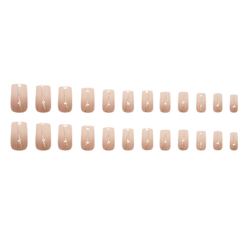 Nude Nails with Gold Strip-2024- Free 4 pc nail kit included