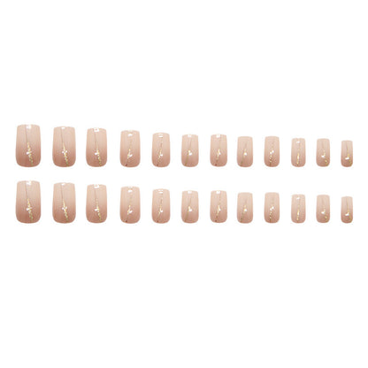 Nude Nails with Gold Strip-2024- Free 4 pc nail kit included