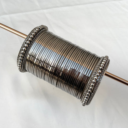 Shab Antique Bangles Set -Antique Silver