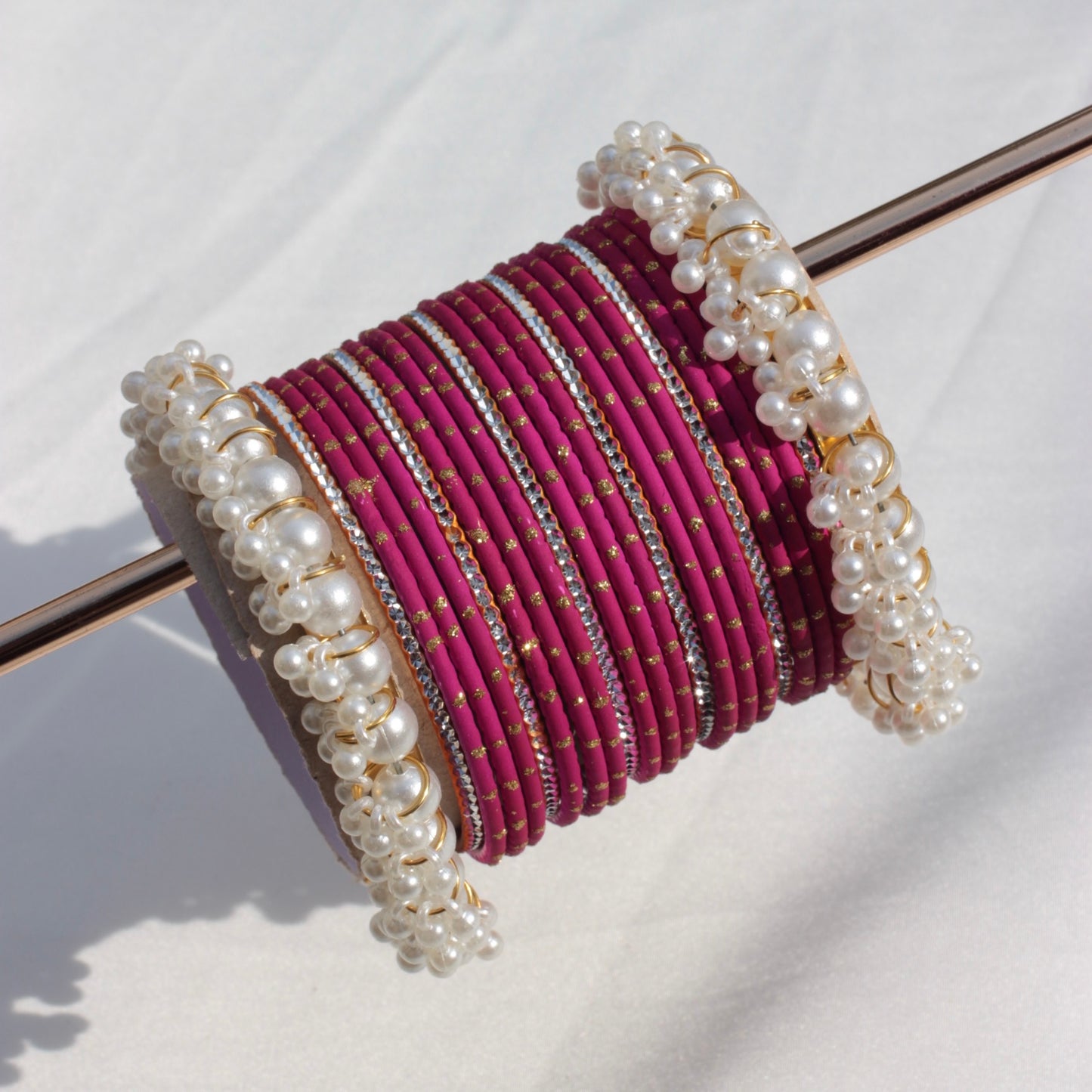 Azel Bangle Set-Darkest Pink