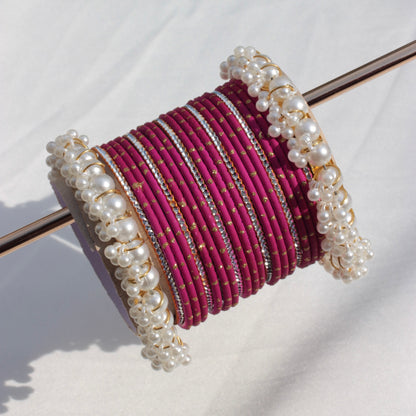 Azel Bangle Set-Darkest Pink