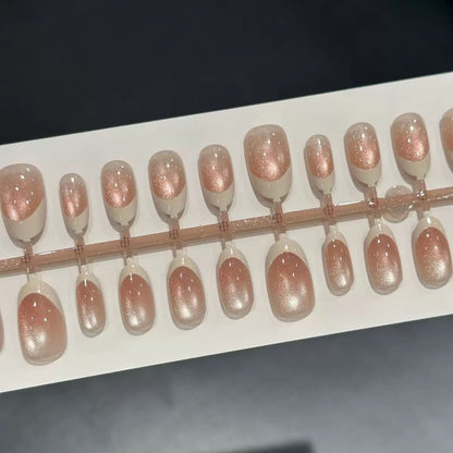 [PREMIUM] Handmade Cat-eye Reflective Nails-412- (1 strip- 30 nails) Free 24 pc Sticker Sheet  included