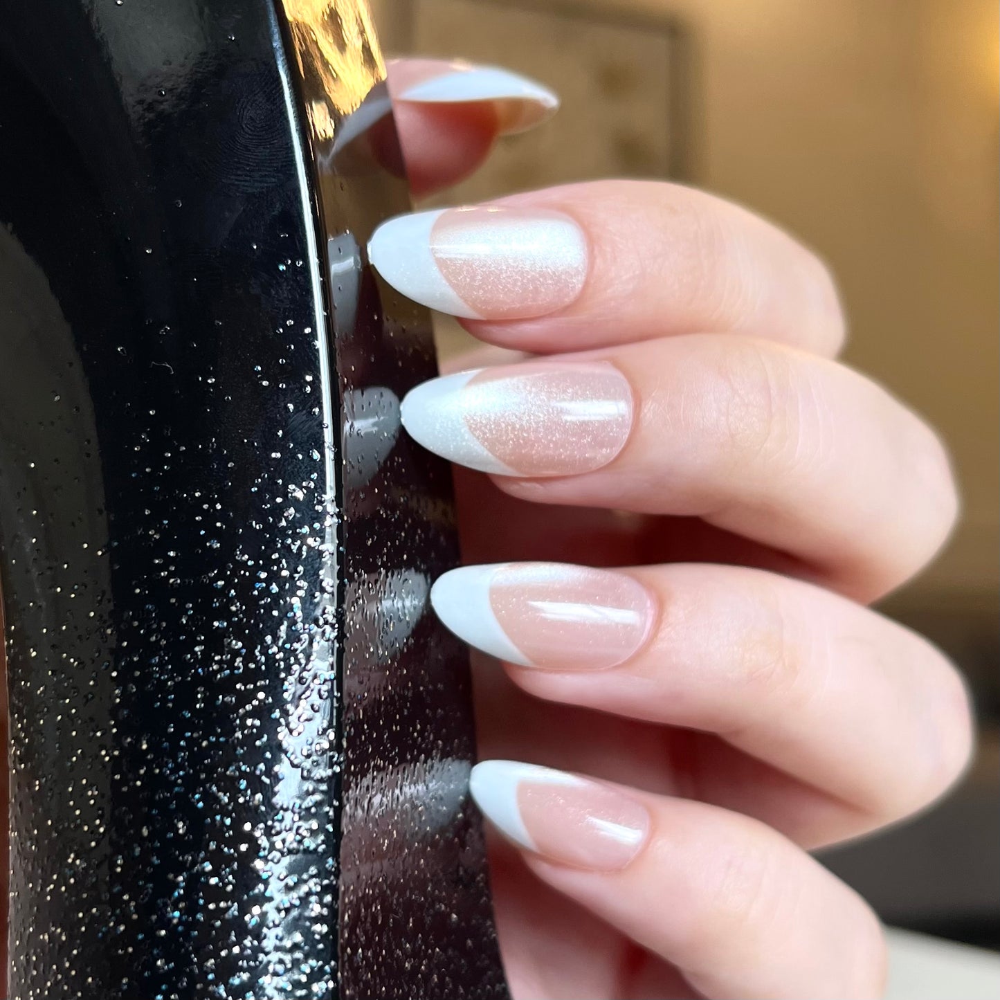 [PREMIUM] Cateye Nails-French Glitter Cateye nails-71-Free 24pc Sticker Sheet included
