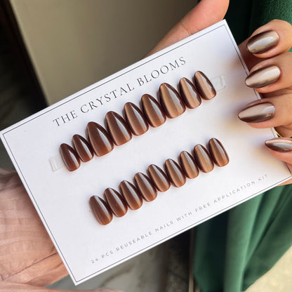 [PREMIUM] Handmade Cat-eye Reflective Nails-813- Free 24 pc Sticker Sheet  included