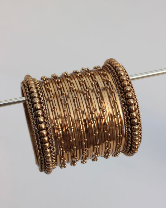 Ayla Antique Bangle Set - Golden