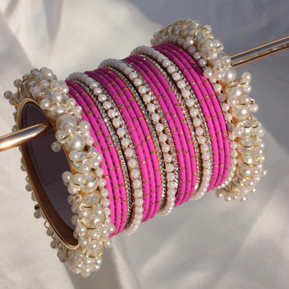Rian Bangle Set-Hot Pink