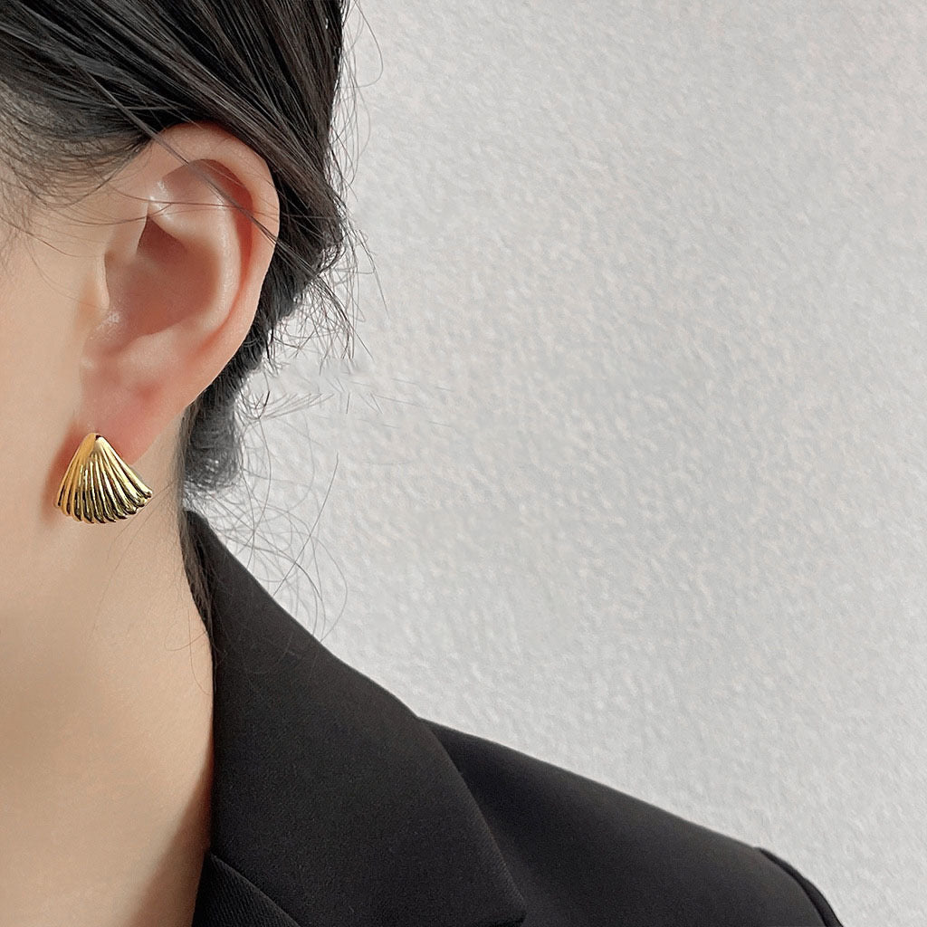 JEarrings statement gold plated studs (14K gold)-660