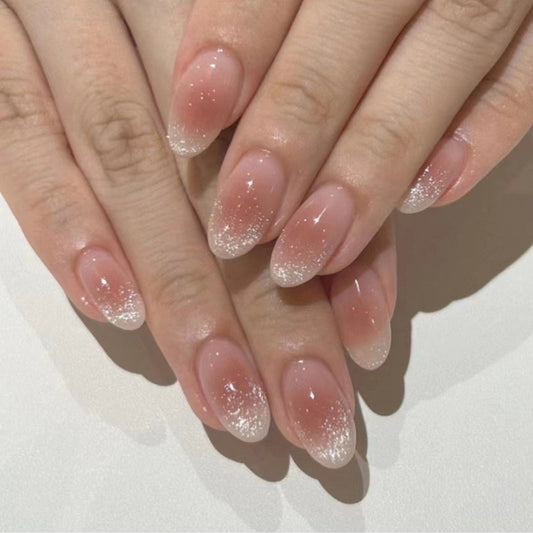 Nails-1495-Medium Length Almond nails- Free 24 pc Sticker Sheet  included