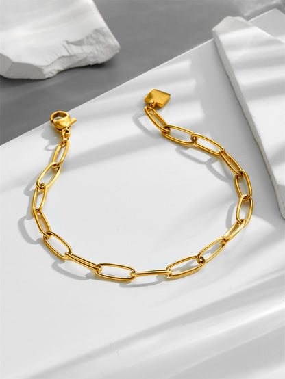 JBracelet/anklet (Stainless Steel) 18K Gold plated) Anti Tarnish Everyday wear Sleek Chain Bracelet -411-OM