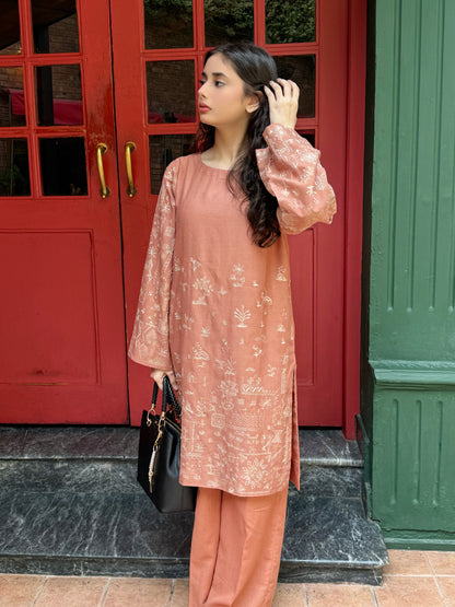 Peach Cloud - 2 pc Stitched