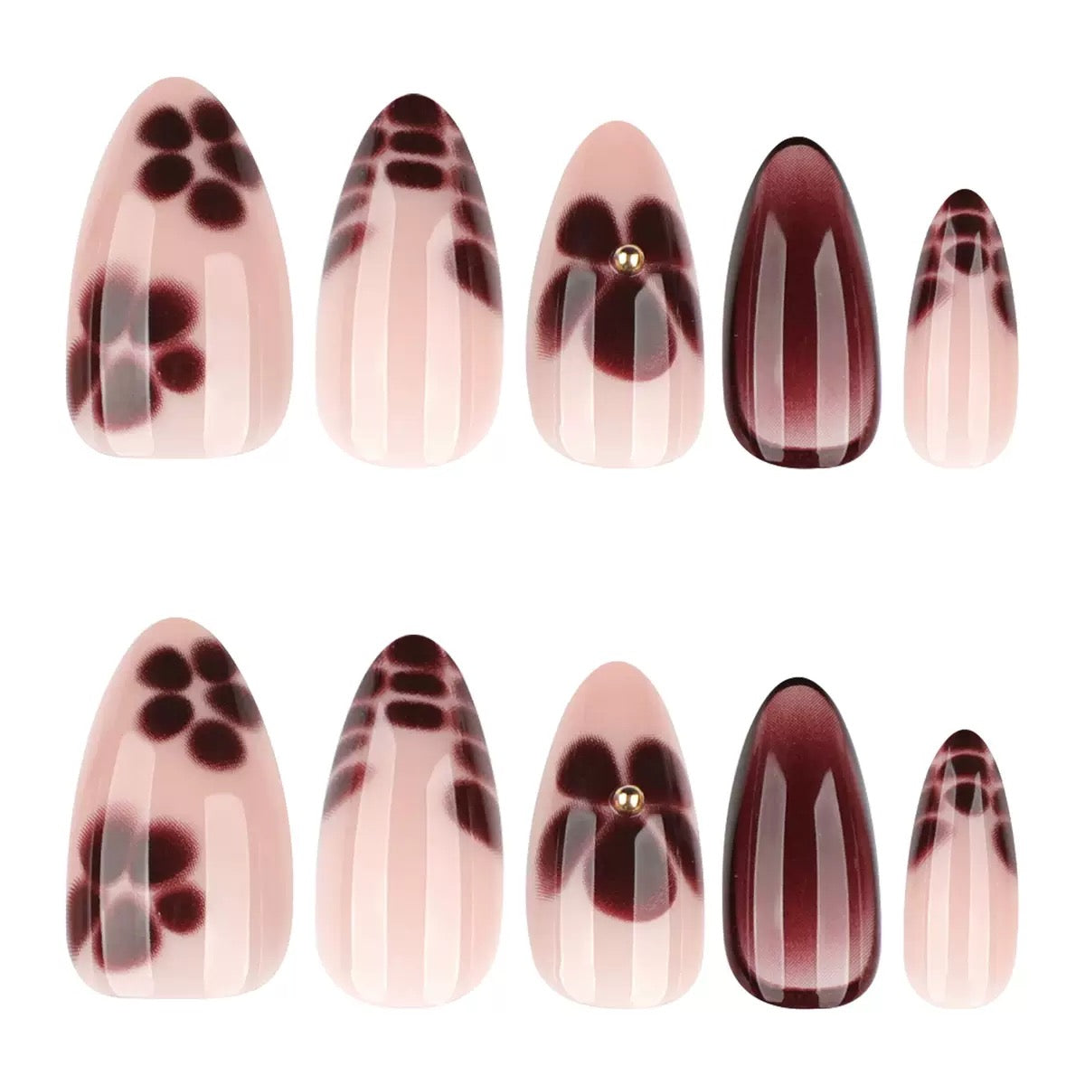Premium 3D Nails-4143-Almond nails- Free 24 -pc Sticker Sheet  included