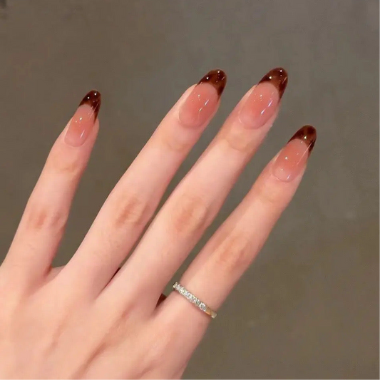 Nails-887-Medium Length Almond nails- Free 4 pc nail kit included