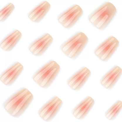 Nails-4100- Square Peach shaded nails- Free 24 -pc Sticker Sheet  included