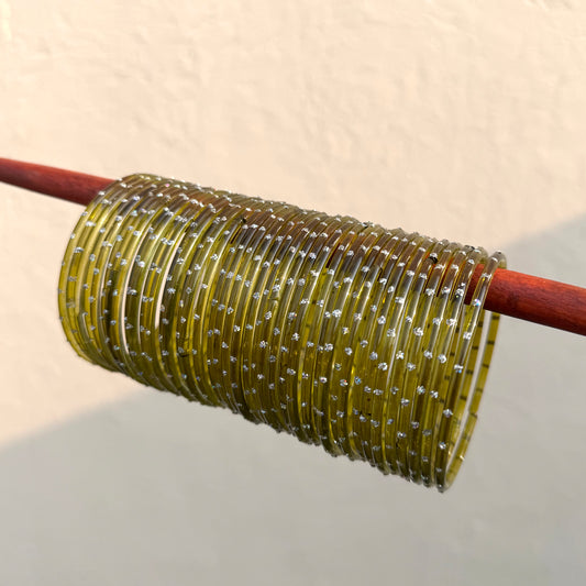 Aiyna- Viral Handmade Glass Bangles-olive #32