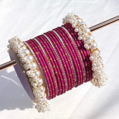 Azel Bangle Set-Darkest Pink