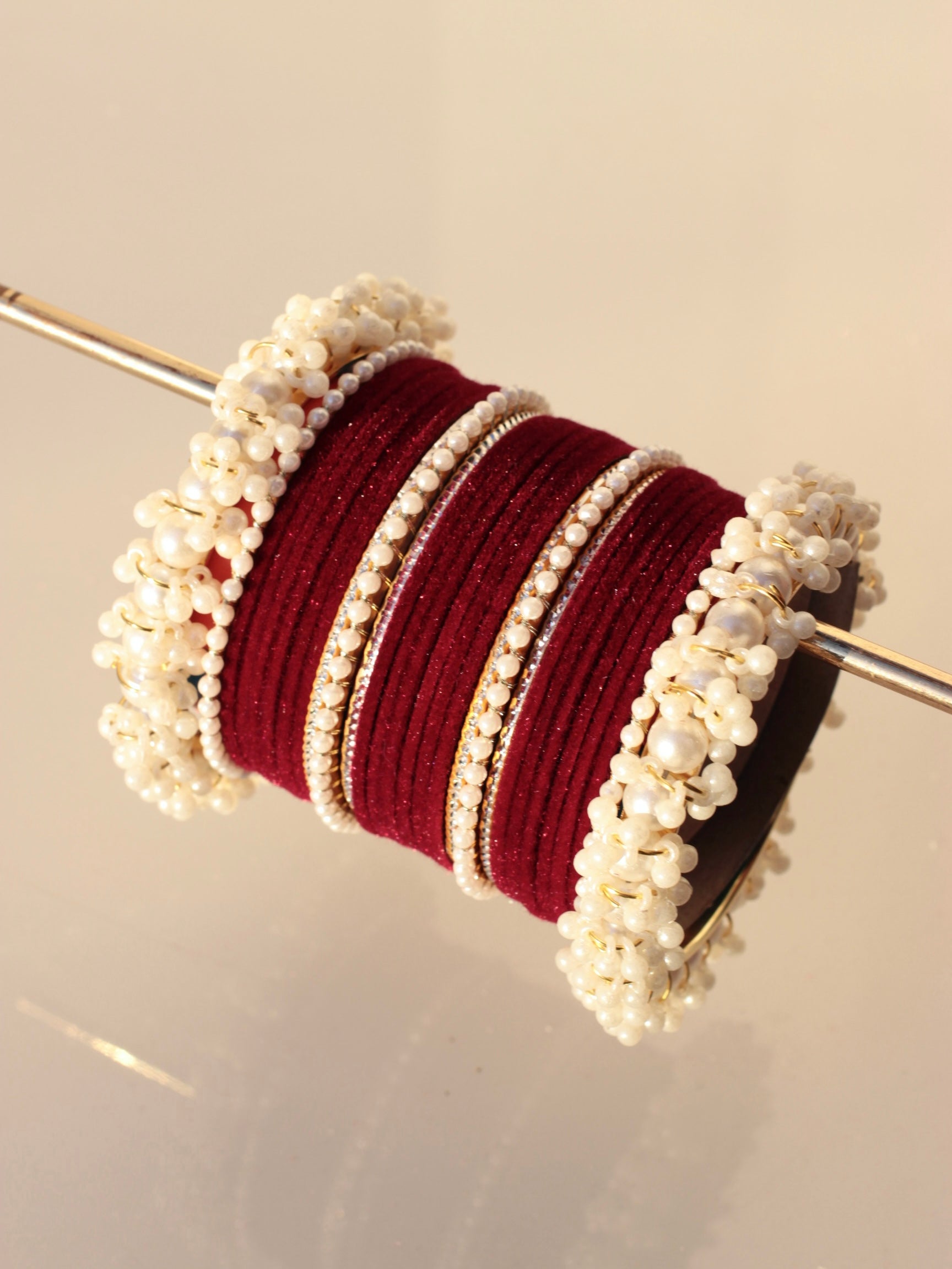 Noor-e-Moti Bangle Set-7-Maroon – The Crystal Blooms