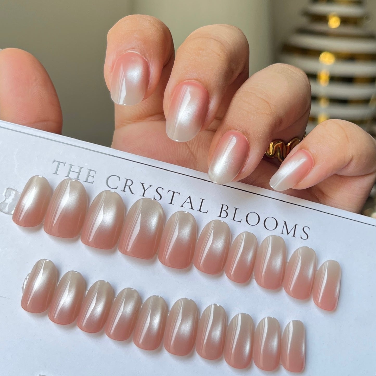 [PREMIUM] Cat eye Ombre Nails-1774-Almond nails- Free 24 -pc Sticker Sheet  included