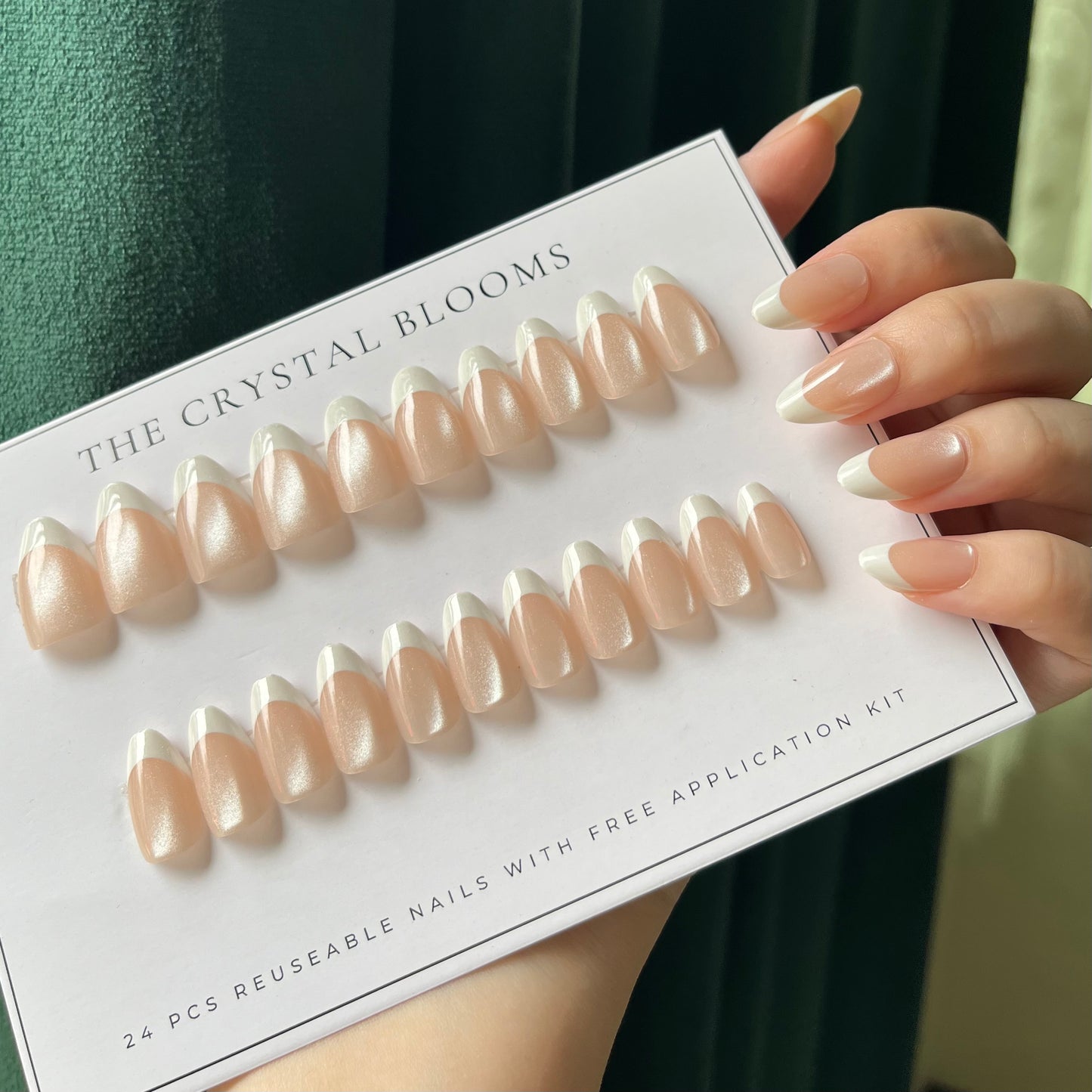 [PREMIUM] Cateye Nails-French Glitter Cateye nails-71-Free 24pc Sticker Sheet included