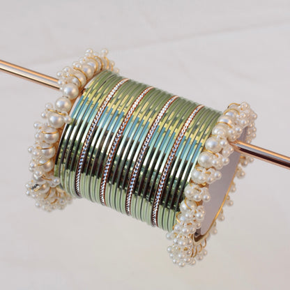 Mila Bangle Set-Parrot Green